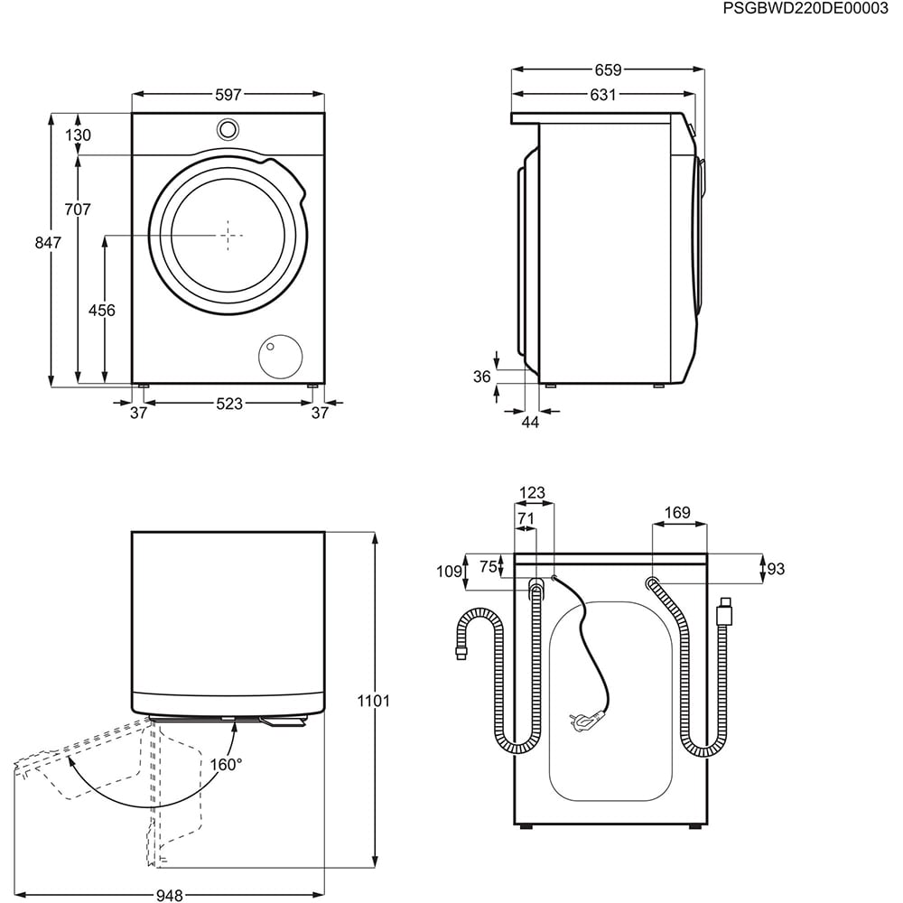 Masina de spalat rufe frontala cu uscator ELECTROLUX PerfectCare700 EW7WN468W, SteamCare, 8/6 kg, 1600rpm, Clasa B/E, alb