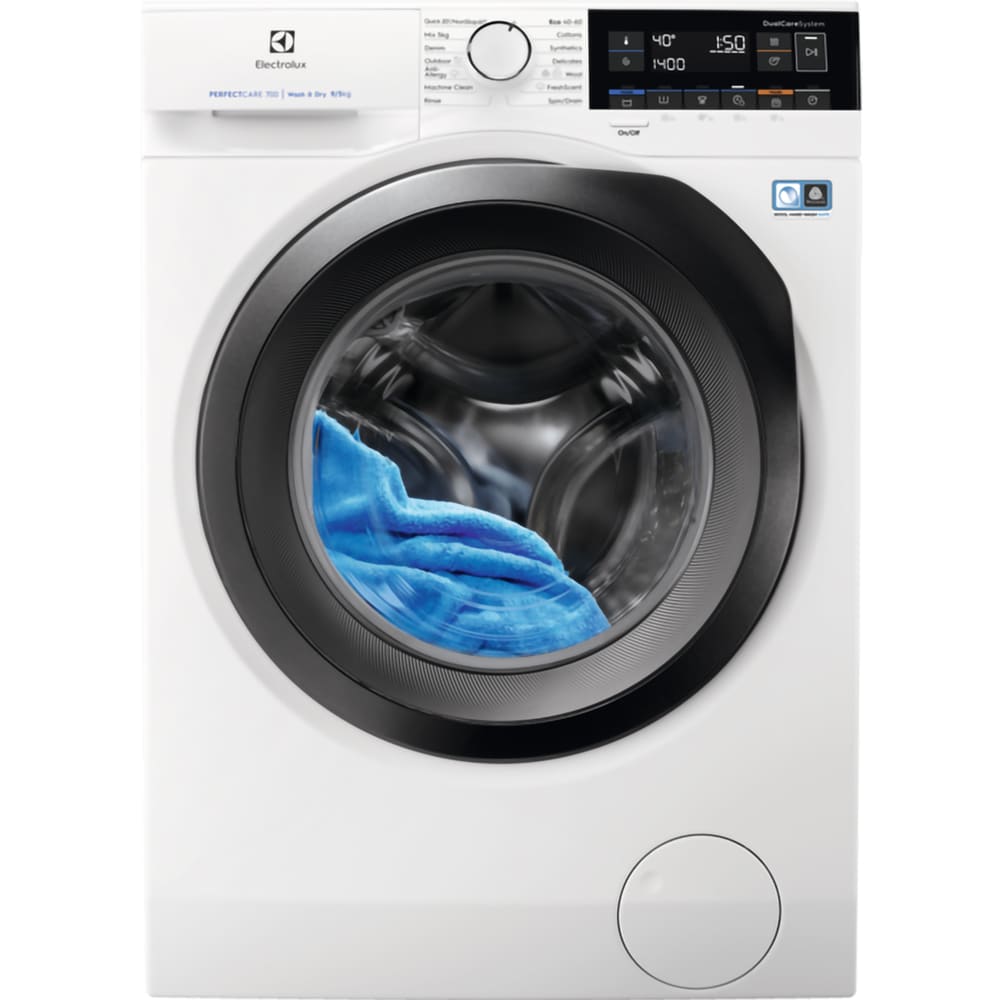Masina de spalat rufe frontala cu uscator ELECTROLUX PerfectCare 700 EW7WO349S, DualCare, 9/5 kg, 1400rpm, Clasa A/E, alb