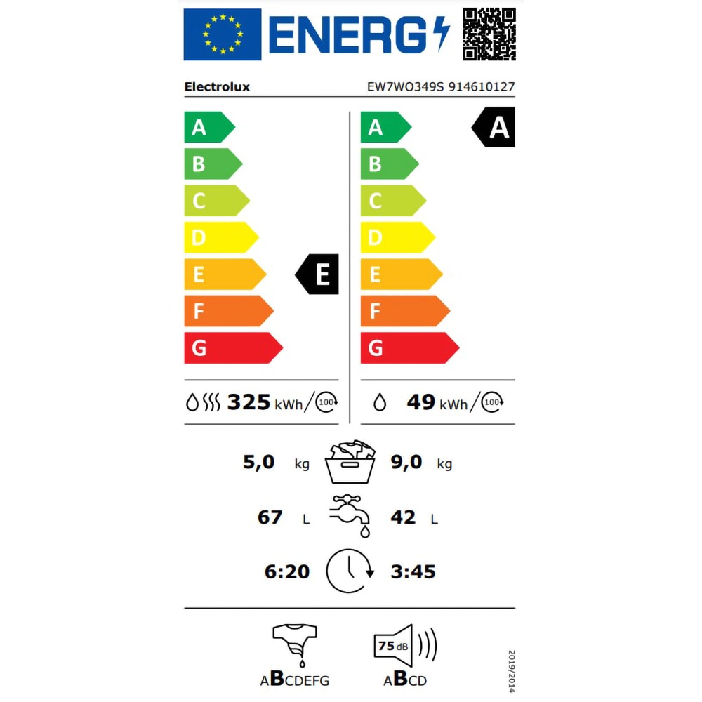 Masina de spalat rufe frontala cu uscator ELECTROLUX PerfectCare 700 EW7WO349S, DualCare, 9/5 kg, 1400rpm, Clasa A/E, alb