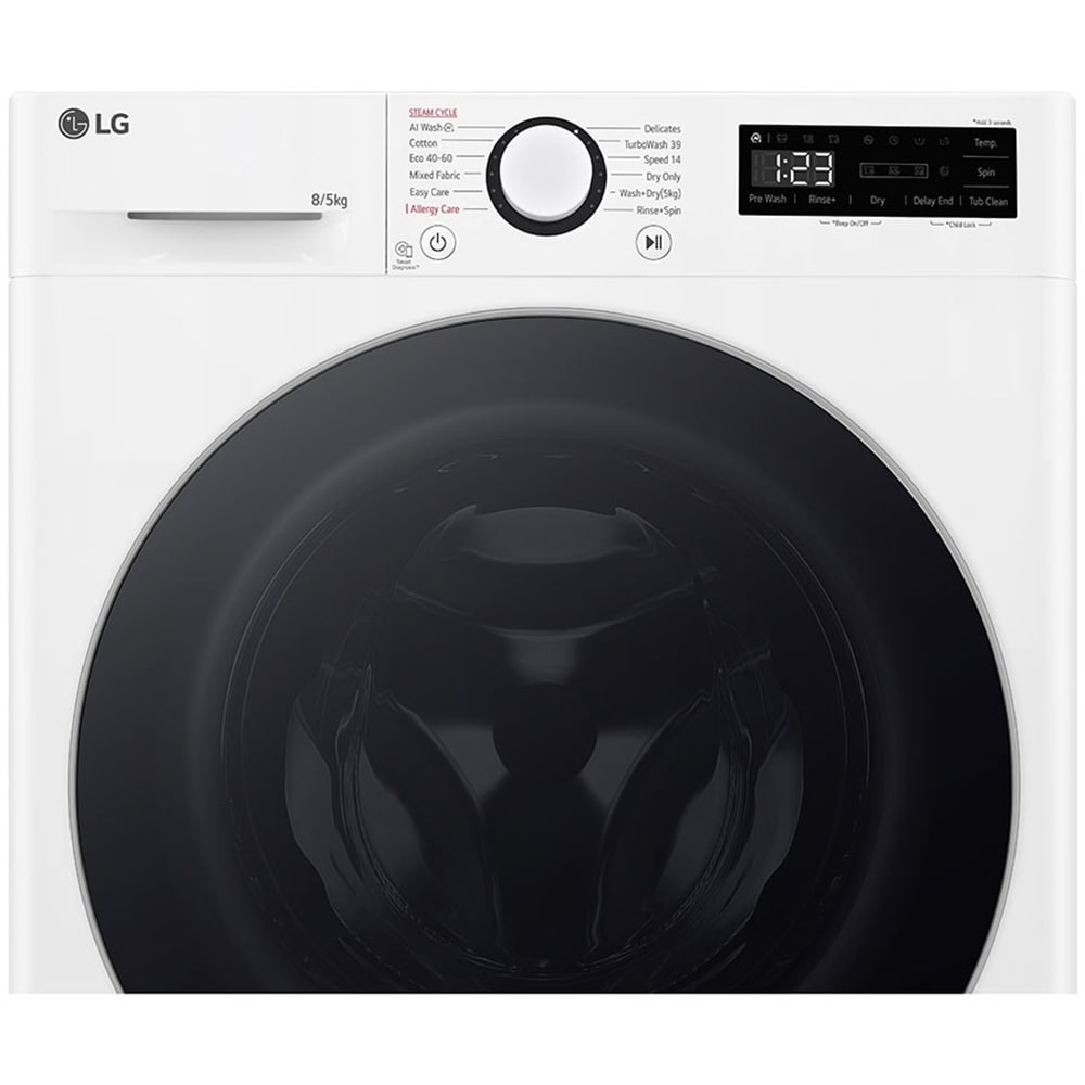 Masina de spalat rufe frontala slim cu uscator LG F2DR508S1W, Steam, AI DD, 8/5 kg, 1200rpm, Clasa A/E, alb