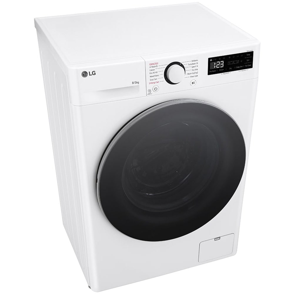 Masina de spalat rufe frontala slim cu uscator LG F2DR508S1W, Steam, AI DD, 8/5 kg, 1200rpm, Clasa A/E, alb