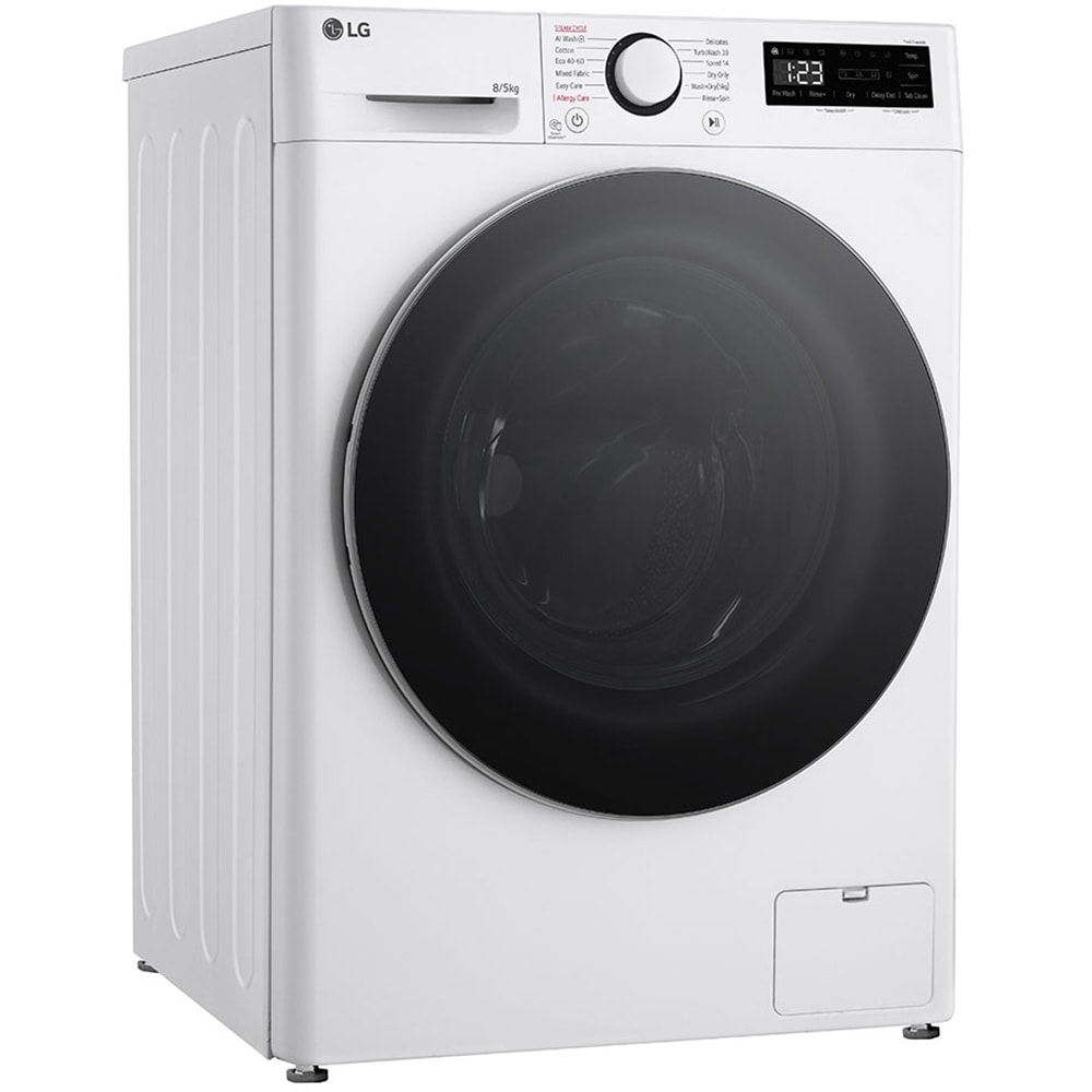 Masina de spalat rufe frontala slim cu uscator LG F2DR508S1W, Steam, AI DD, 8/5 kg, 1200rpm, Clasa A/E, alb