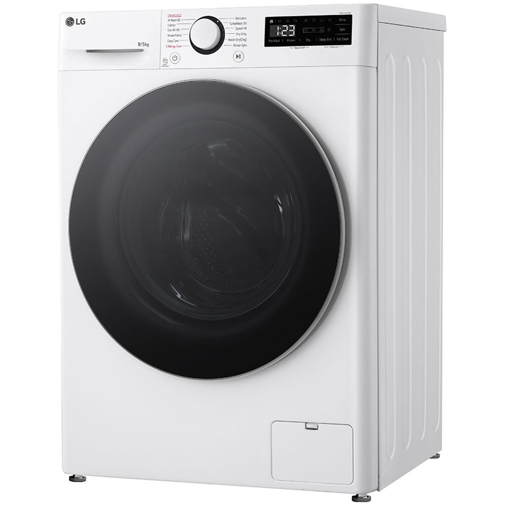 Masina de spalat rufe frontala slim cu uscator LG F2DR508S1W, Steam, AI DD, 8/5 kg, 1200rpm, Clasa A/E, alb