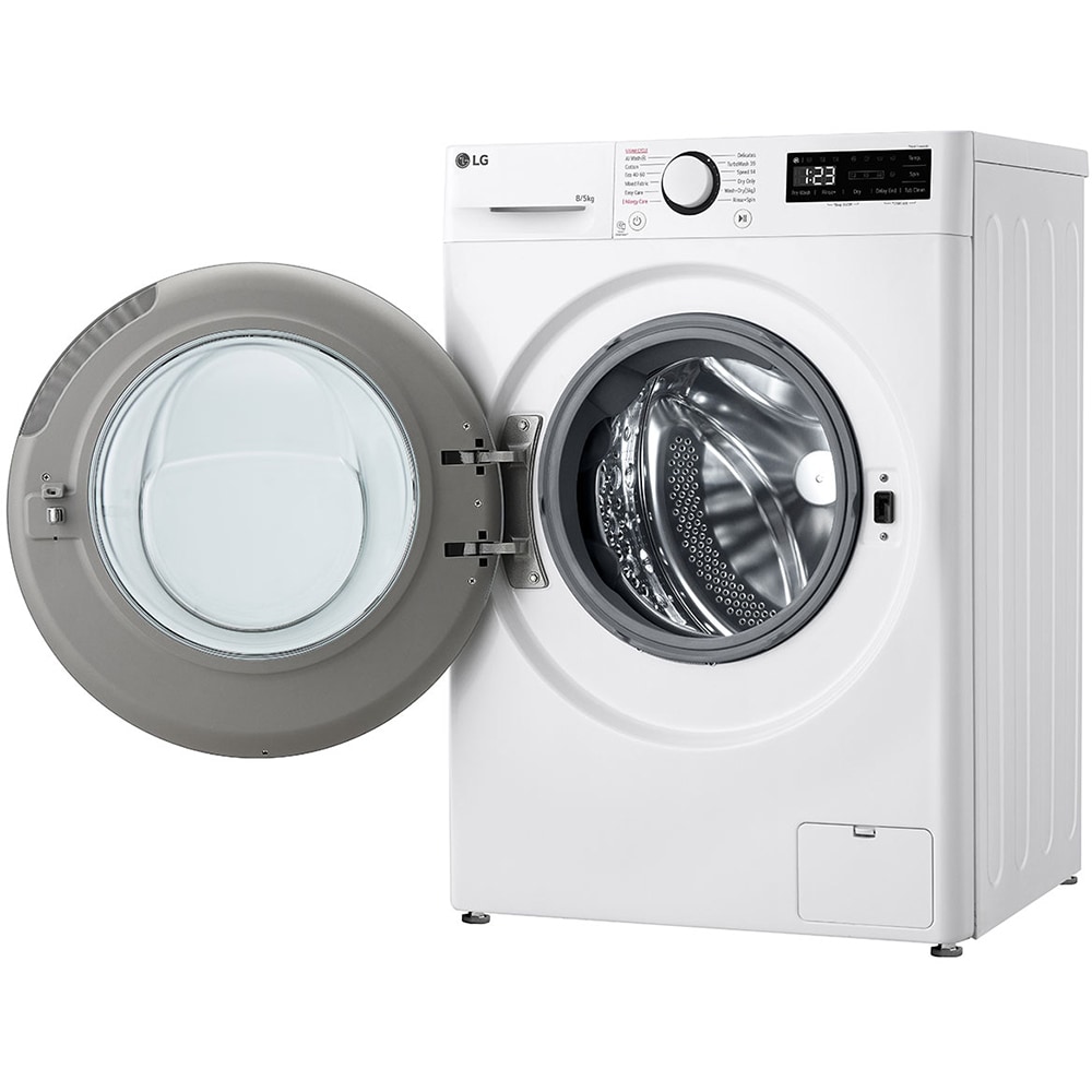 Masina de spalat rufe frontala slim cu uscator LG F2DR508S1W, Steam, AI DD, 8/5 kg, 1200rpm, Clasa A/E, alb