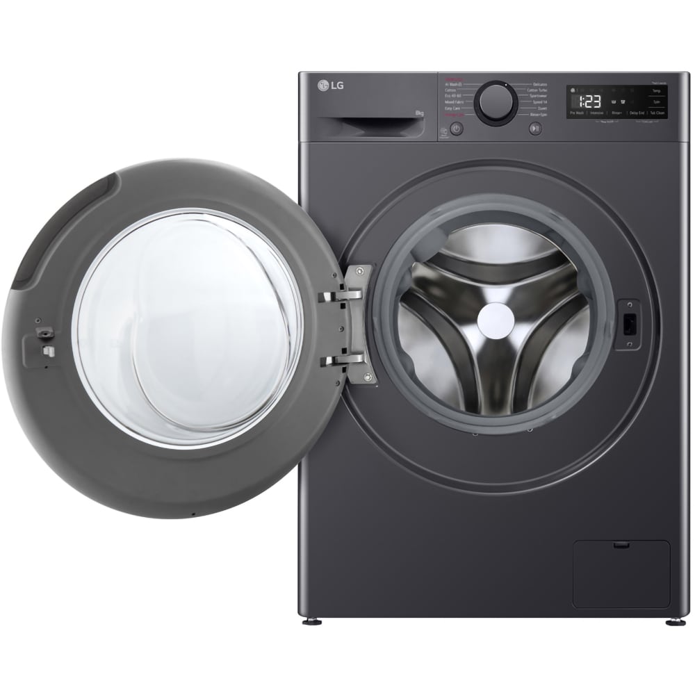 Masina de spalat rufe frontala slim LG F2WR508SBM, Steam, 8 kg, 1200rpm, Clasa A, negru