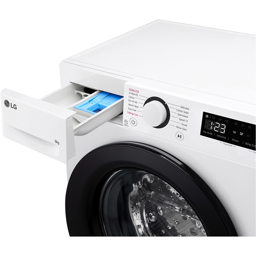 Masina de spalat rufe frontala slim LG F2WR509SBW, AI Direct Drive, 9 kg, 1200rpm, Clasa A, alb