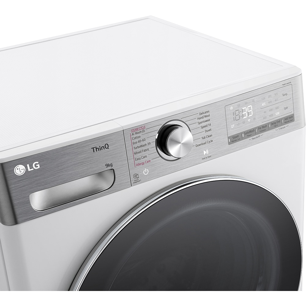 Masina de spalat rufe frontala slim LG F2WR909P3W, AI Direct Drive, 9 kg, 1200rpm, Clasa A, alb