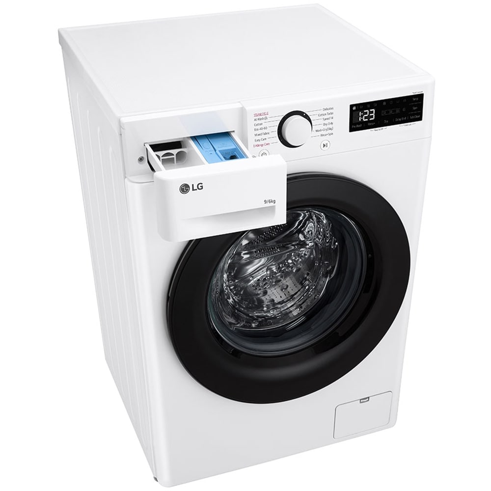Masina de spalat rufe frontala cu uscator LG F4DR509SBW, Steam, AI DD, 9/6 kg, 1400rpm, Clasa A/D, alb