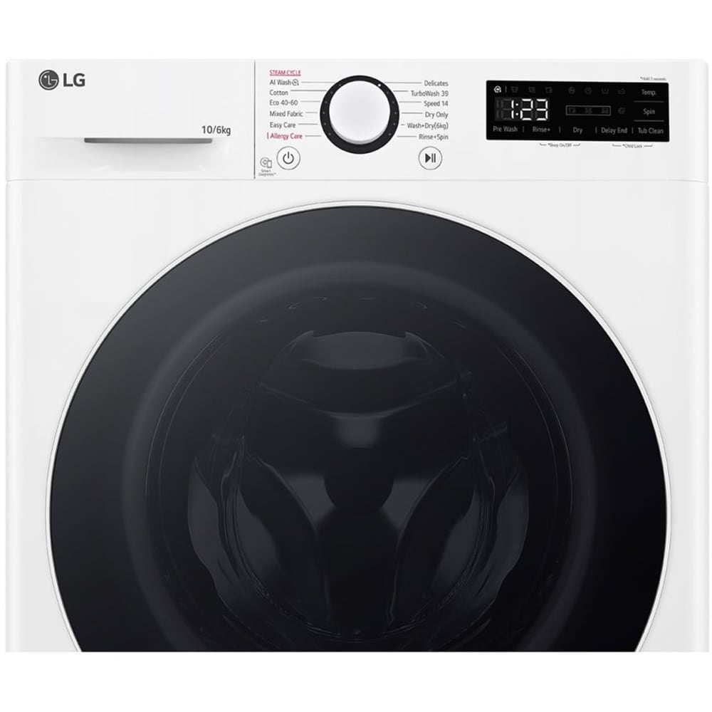 Masina de spalat rufe frontala cu uscator LG F4DR510S0W, Steam, AI DD, 10/6 kg, 1400rpm, Clasa A/D, alb