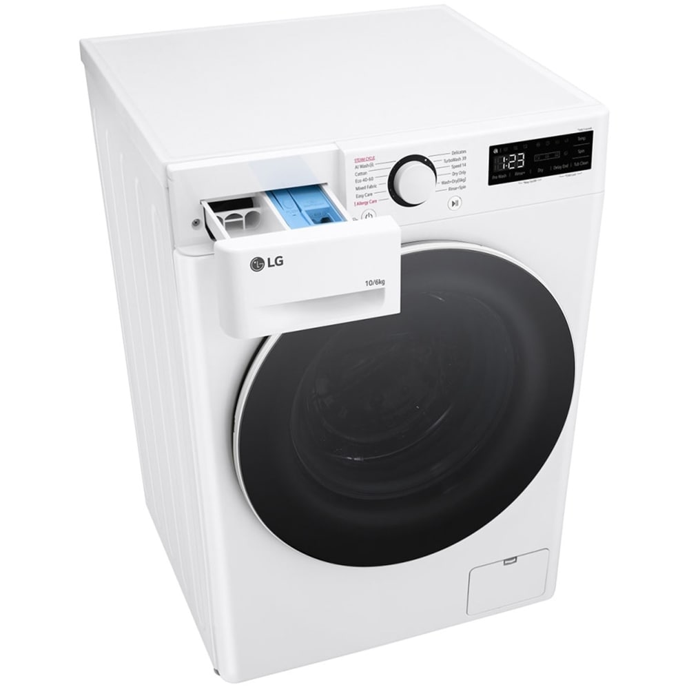 Masina de spalat rufe frontala cu uscator LG F4DR510S0W, Steam, AI DD, 10/6 kg, 1400rpm, Clasa A/D, alb