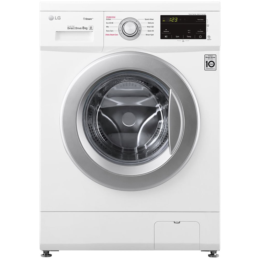 Masina de spalat rufe frontala LG F4J3TS4WE, Steam, 8 kg, 1400rpm, Clasa D, alb