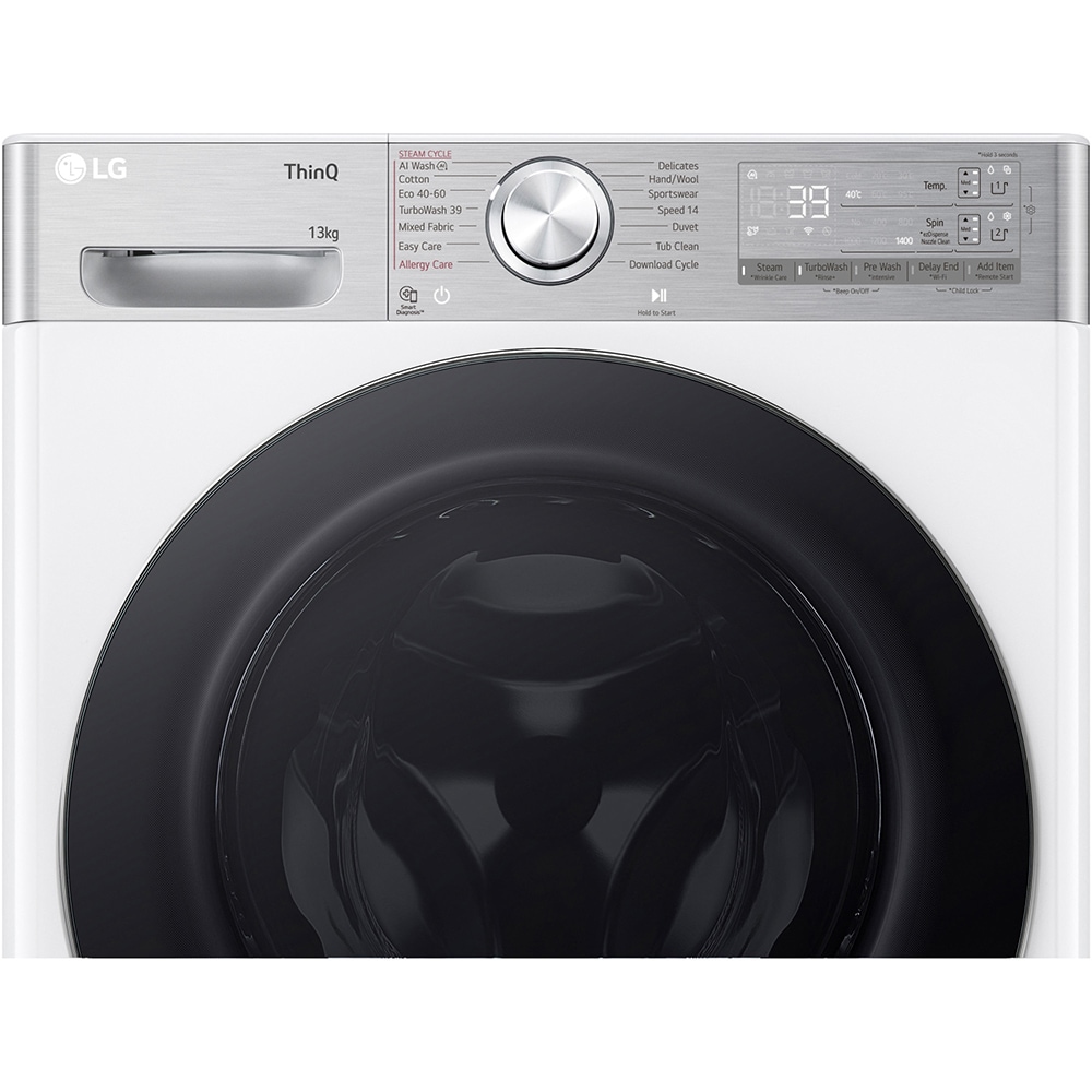 Masina de spalat rufe frontala LG F4WR913P3WA, AI Direct Drive, 13 kg, 1400rpm, Clasa A, alb