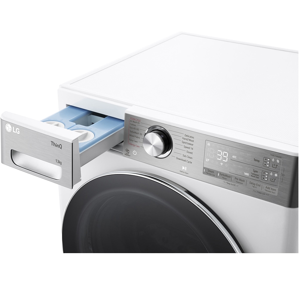 Masina de spalat rufe frontala LG F4WR913P3WA, AI Direct Drive, 13 kg, 1400rpm, Clasa A, alb