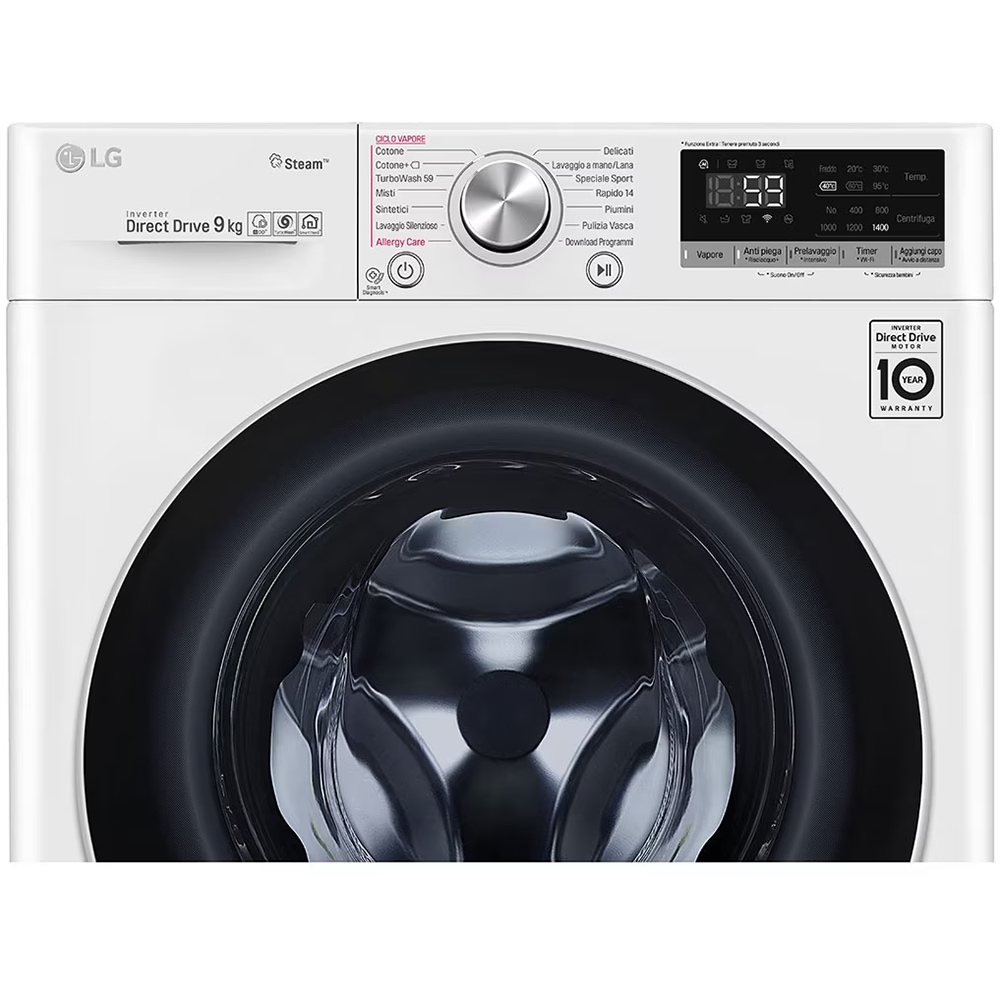 Masina de spalat rufe frontala LG F4WV509S1E, Wi-Fi, 9 kg, 1400rpm, Clasa B, alb