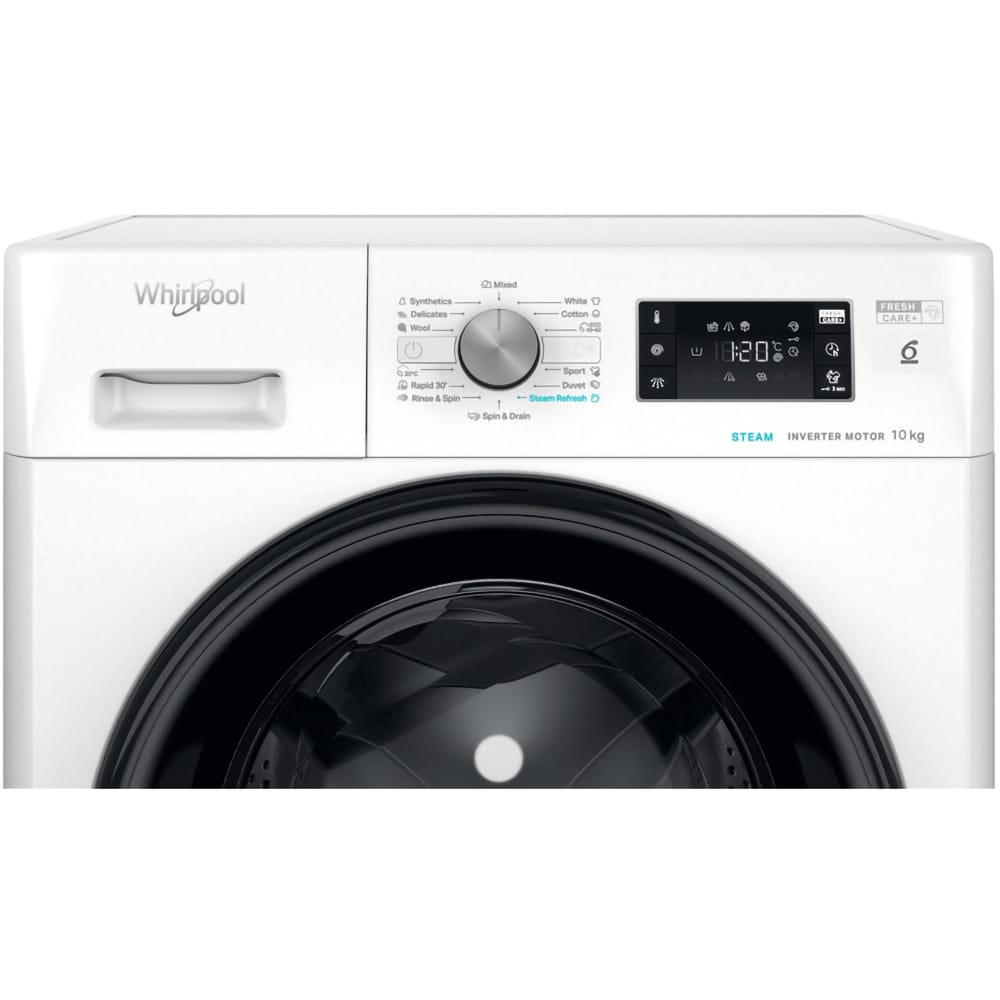 Masina de spalat rufe frontala WHIRLPOOL FFB 10489 BV EE, Steam, 6th Sense, 10 kg, 1400rpm, Clasa A, alb