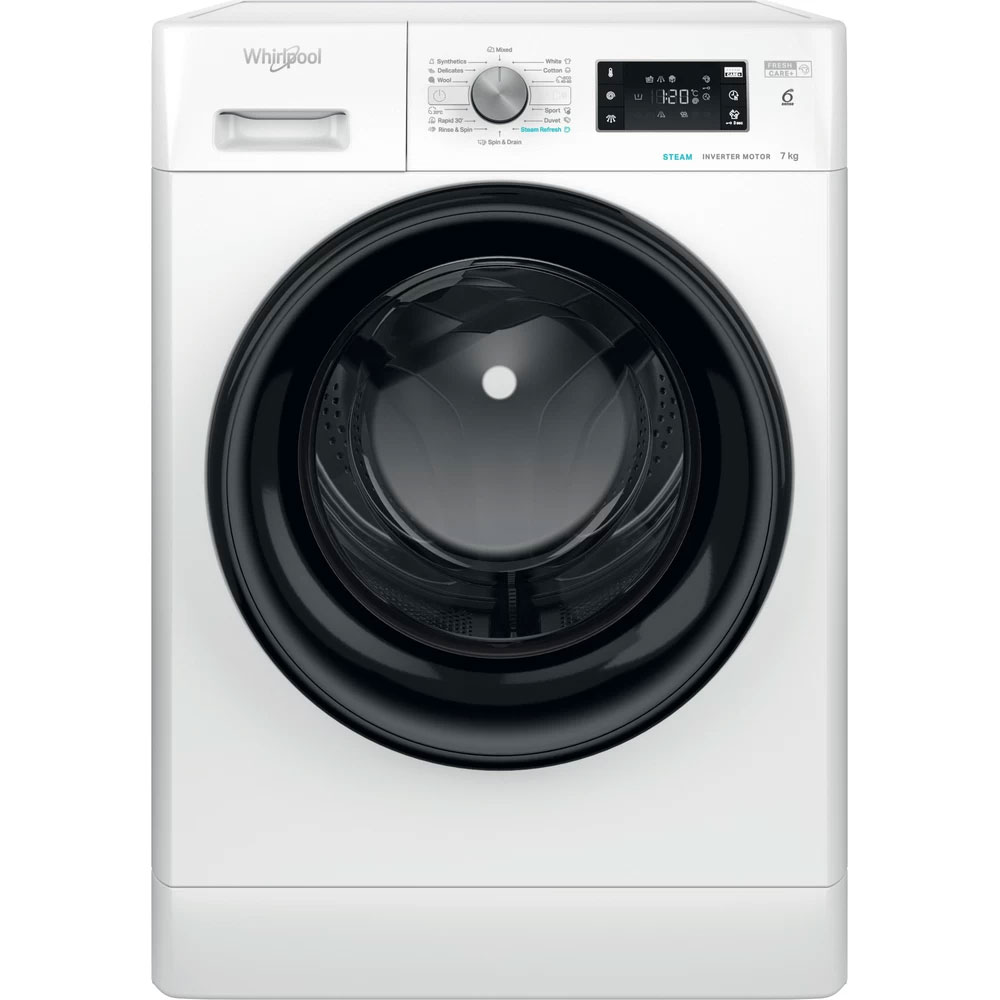 Masina de spalat rufe frontala WHIRLPOOL FFB 7259 BV EE, Steam, 6th Sense, 7 kg, 1200rpm, Clasa B, alb