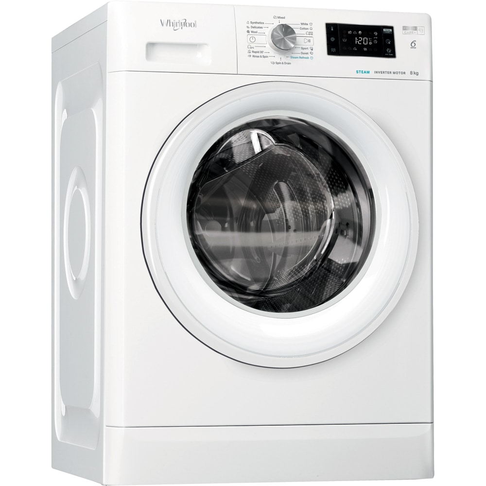 Masina de spalat rufe frontala WHIRLPOOL FFB 8489 WV EE, Steam, 6th Sense, 8 kg, 1400rpm, Clasa A, alb