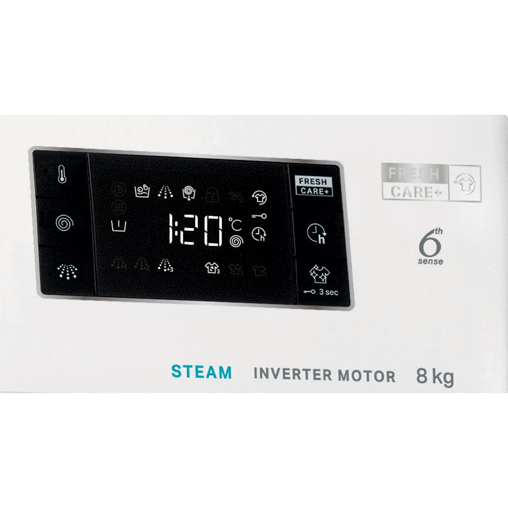 Masina de spalat rufe frontala WHIRLPOOL FFB 8489 WV EE, Steam, 6th Sense, 8 kg, 1400rpm, Clasa A, alb