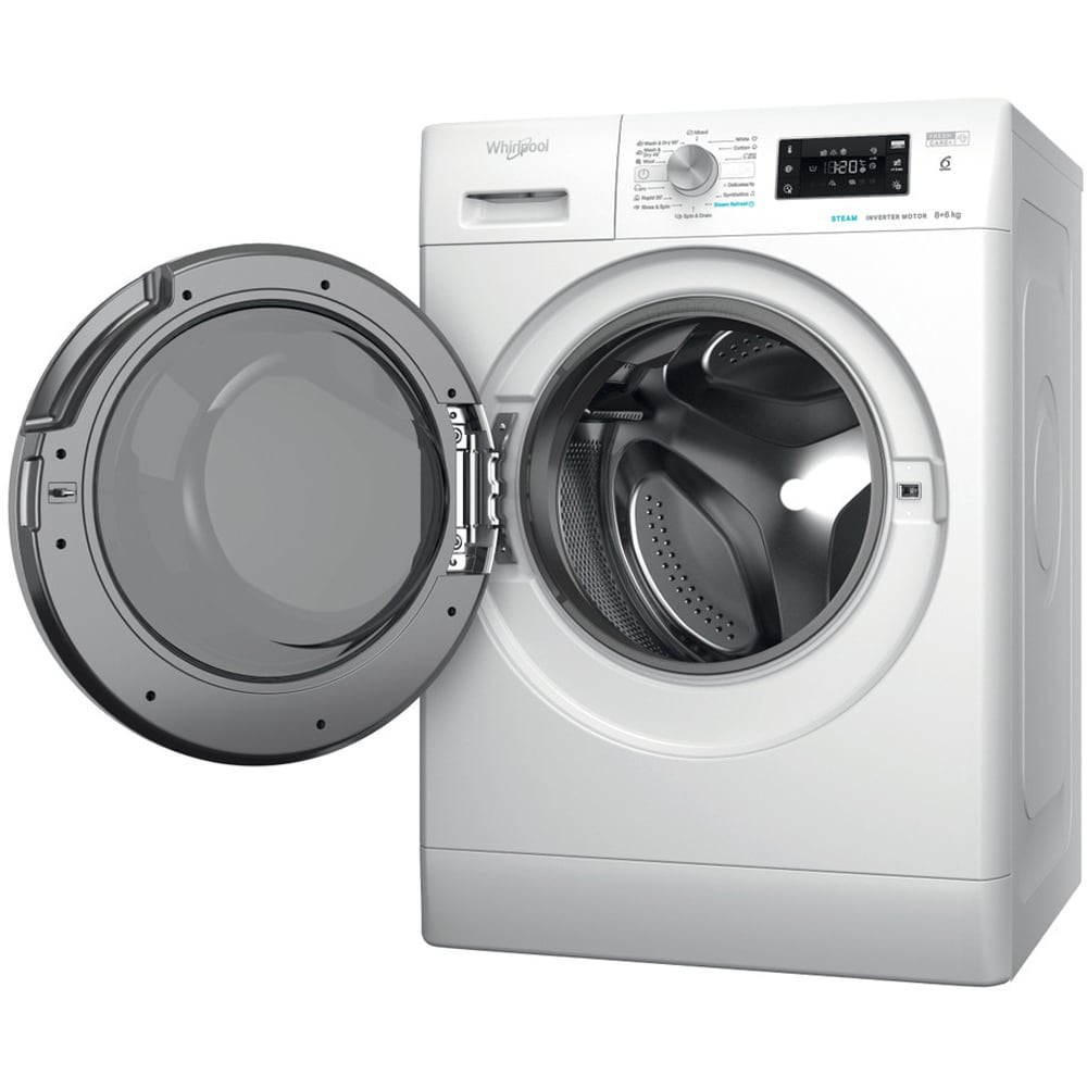 Masina de spalat rufe frontala cu uscator WHIRLPOOL FFWDB 864489 SV EE, 6th Sense, 8/6 kg, 1400rpm, Clasa A/C, alb