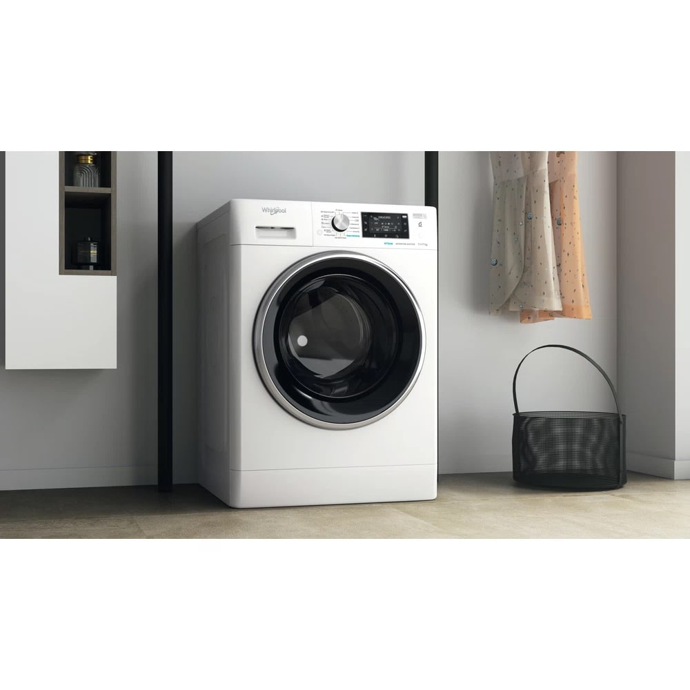 Masina de spalat rufe frontala cu uscator WHIRLPOOL FFWDD 1176258 BCV EE, 6th Sense, 11/7 kg, 1600rpm, Clasa B/E, alb