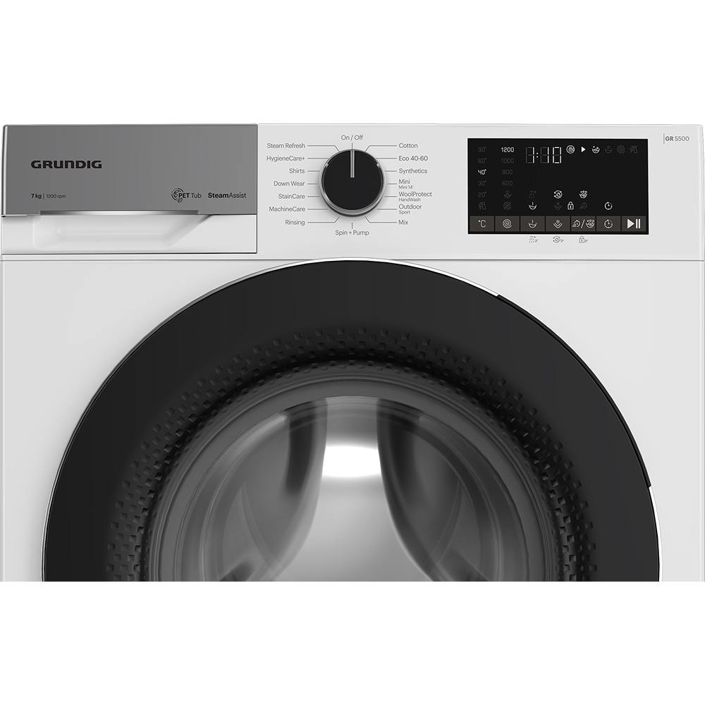 Masina de spalat rufe frontala GRUNDIG GW5 P4724 W, 7 kg, 1200rpm, Clasa A, alb