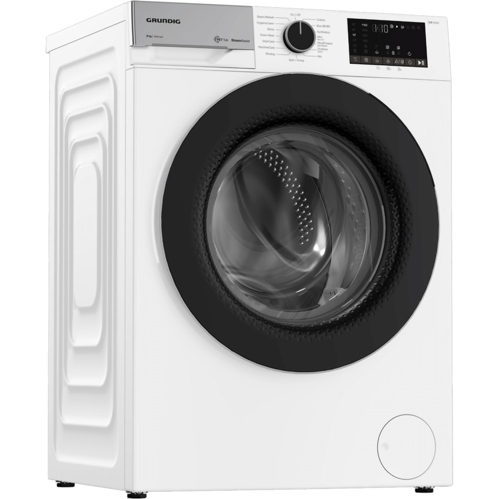 Masina de spalat rufe frontala GRUNDIG GW5P4841W, Steam, 8 kg, 1400 rpm, Clasa A, alb