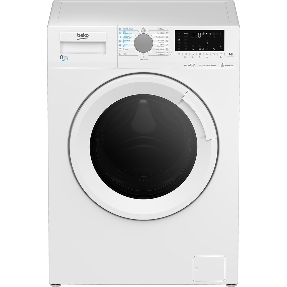 Masina de spalat rufe frontala cu uscator BEKO HTV8726XSW, SteamCure, 8/5 kg, 1400rpm, Clasa C/D, alb