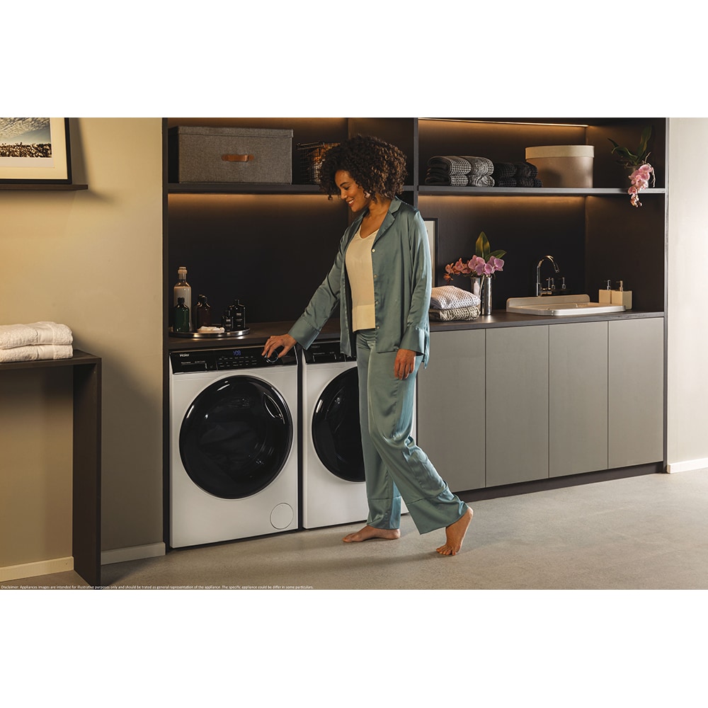 Masina de spalat rufe frontala slim HAIER HW80-B14959TU1-S, 8 kg, 1400rpm, Clasa A, alb