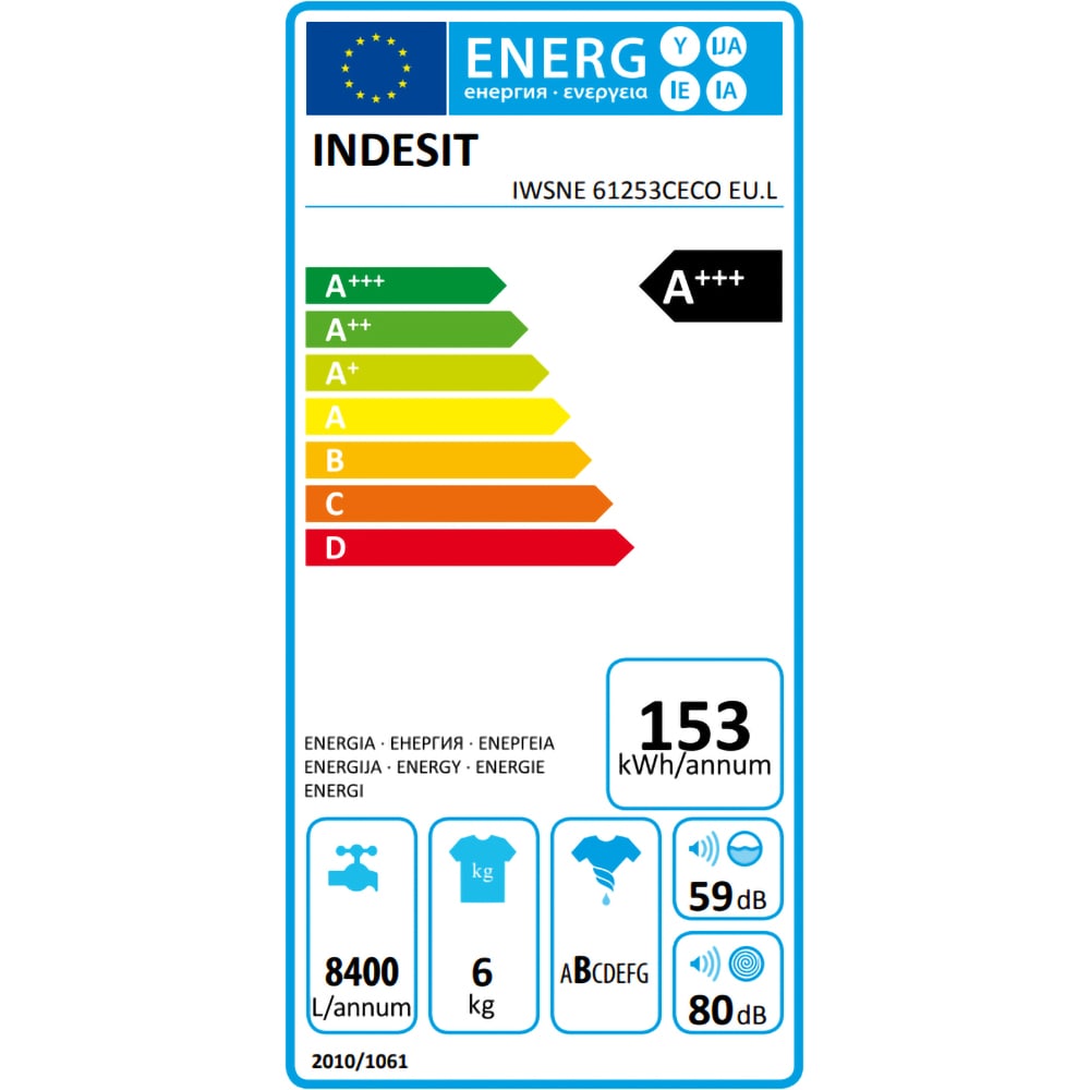 Masina de spalat rufe frontala INDESIT IWSNE 61253 C ECO EU, 6 kg, 1200rpm, Clasa A+++, alb