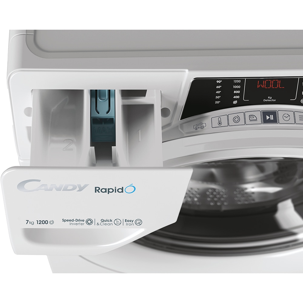 Masina de spalat rufe frontala slim CANDY RO4 1274DWMT/1-S, Wi-Fi, 7 kg, 1200rpm, Clasa A, alb