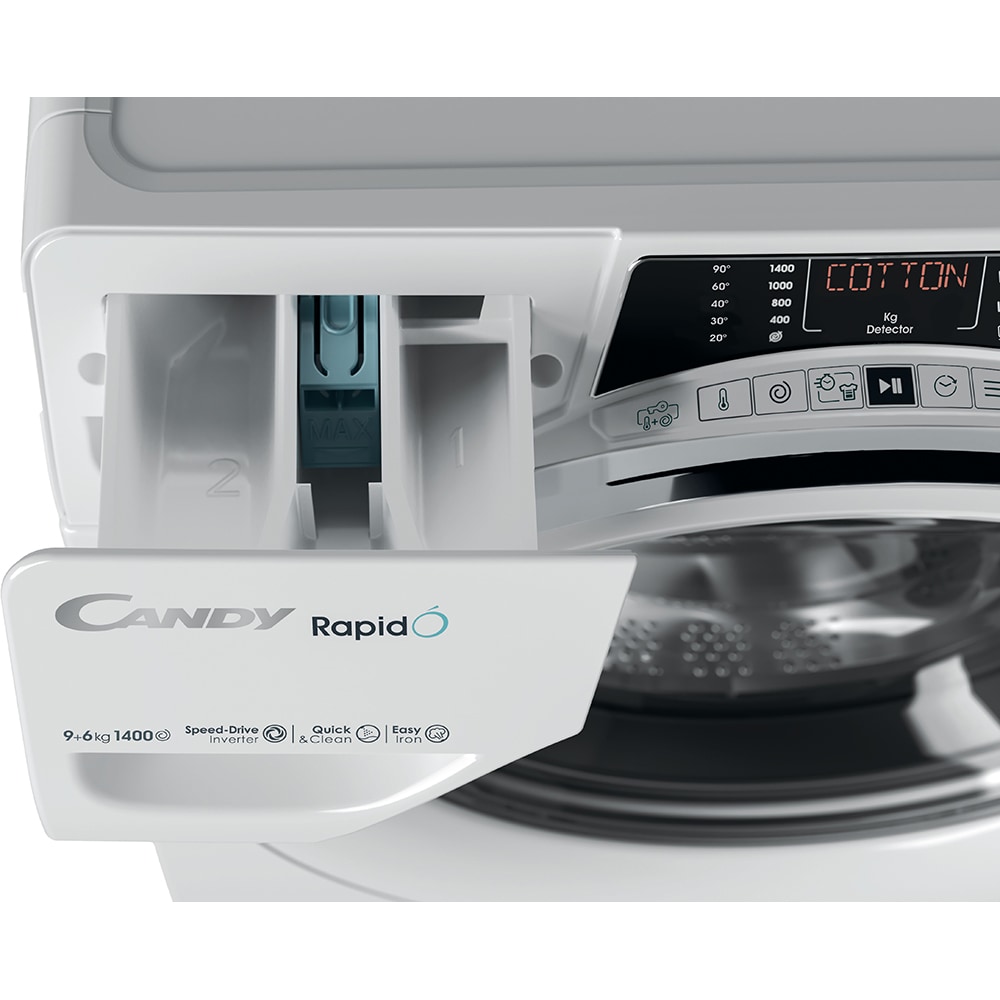 Masina de spalat rufe frontala cu uscator CANDY ROW4966DWMCT/1-S, Wi-Fi, 9/6 kg, 1400rpm, Clasa A/D, alb