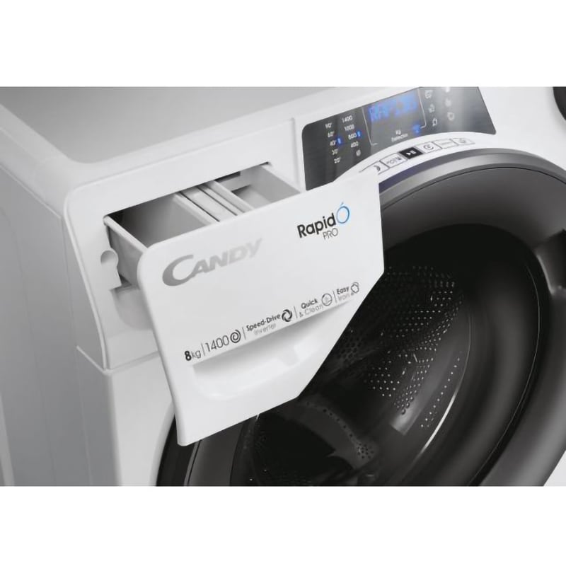 Masina de spalat rufe frontala CANDY Rapido PRO 486BWMR/1-S, Wi-Fi, 8 kg, 1400rpm, Clasa A, alb