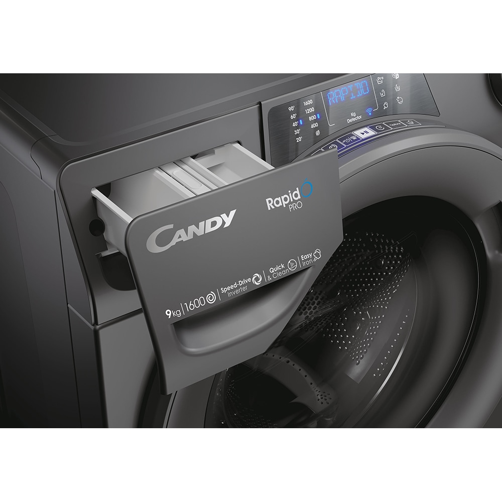 Masina de spalat rufe frontala CANDY RP 696BWMRR/1-S, Wi-Fi, 9 kg, 1600rpm, Clasa A, antracit