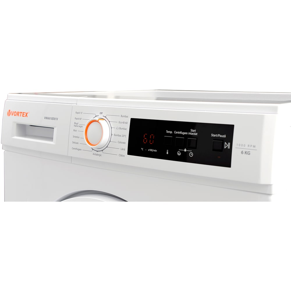Masina de spalat rufe frontala VORTEX VMA610D01V, 6 kg, 1000rpm, Clasa D, alb
