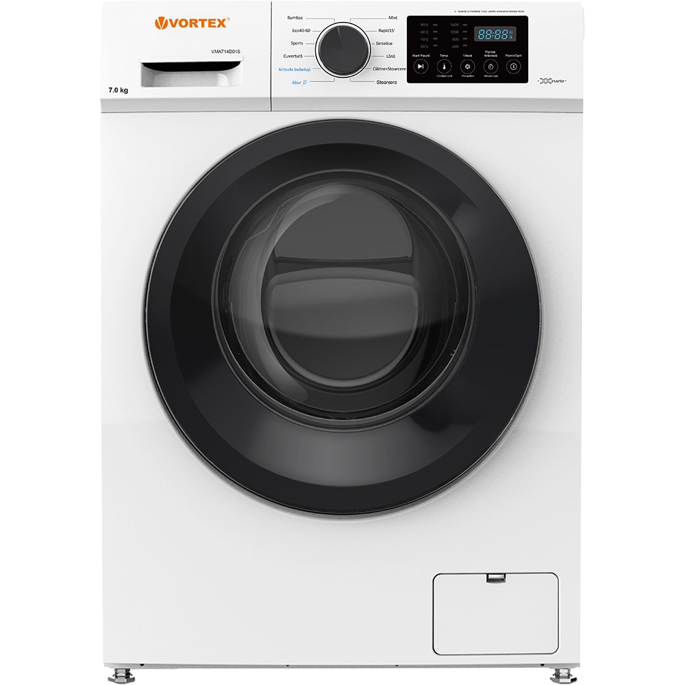 Masina de spalat rufe frontala slim VORTEX VMA714D01S, 7 kg, 1400rpm, Clasa D, alb
