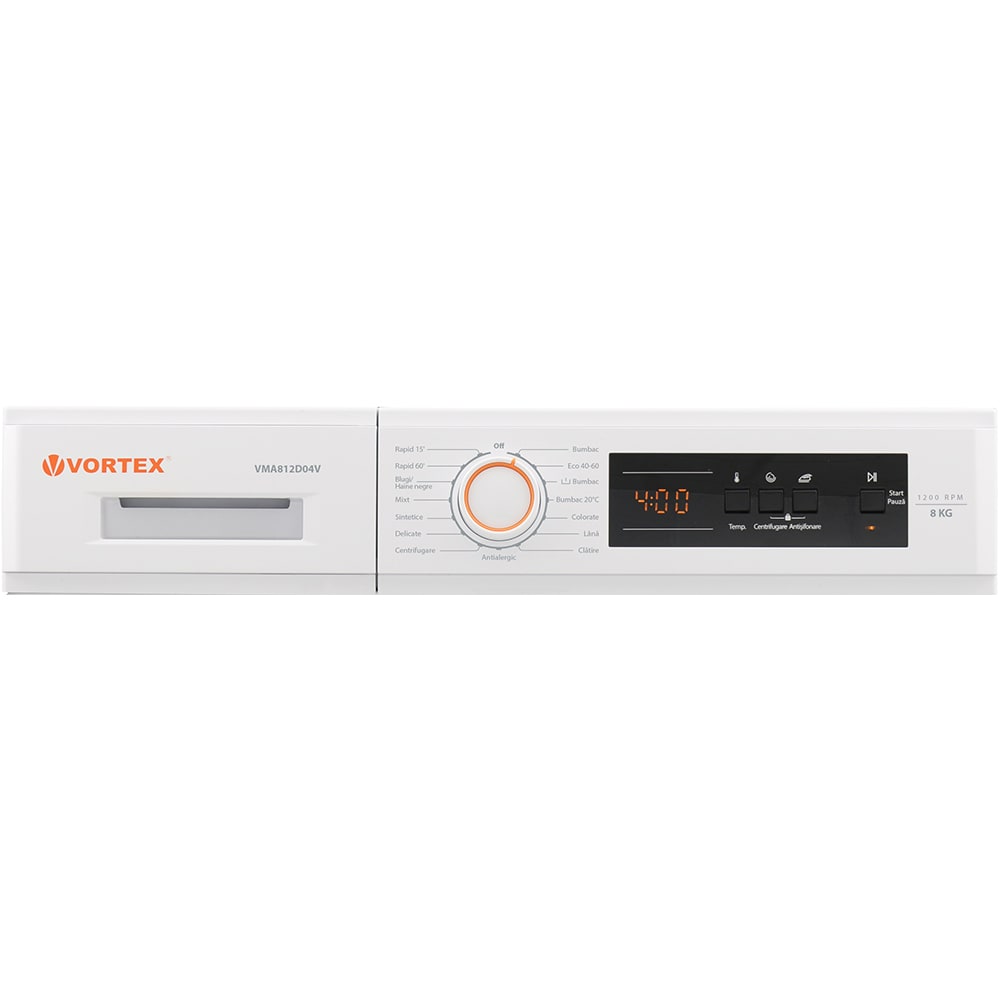 Masina de spalat rufe frontala VORTEX VMA812D04V, 8 kg, 1200rpm, Clasa D, alb