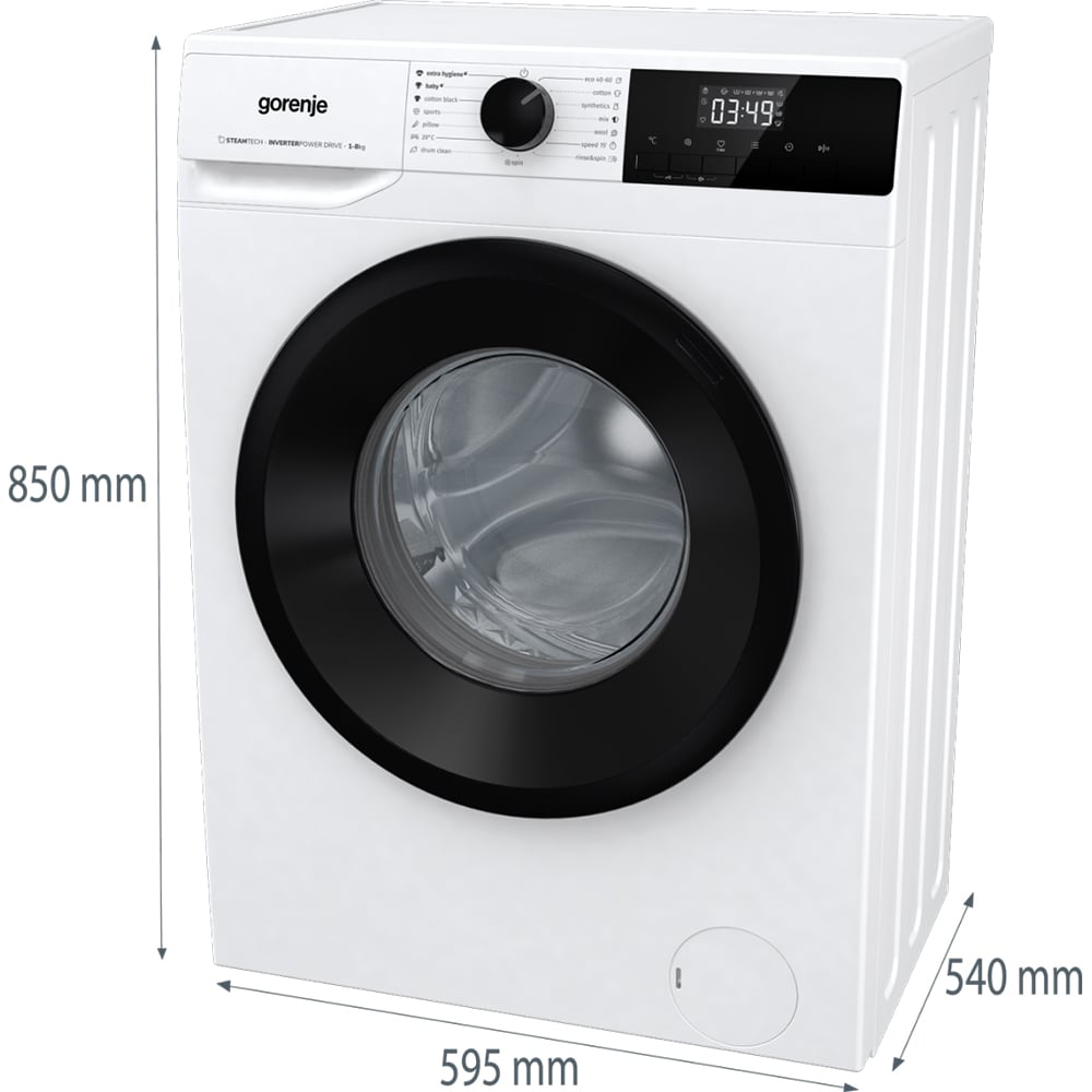 Masina de spalat rufe frontala GORENJE W11NHPI84AS, SteamTech, 8 kg, 1400rpm, Clasa A, alb