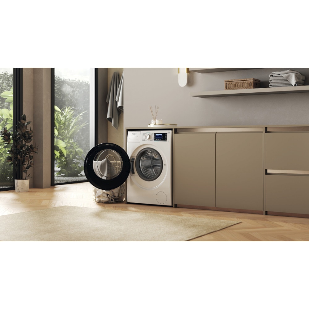 Masina de spalat rufe frontala WHIRLPOOL W6 98 SILENCE EE, Steam, 6th Sense, 9 kg, 1400rpm, Clasa A, alb
