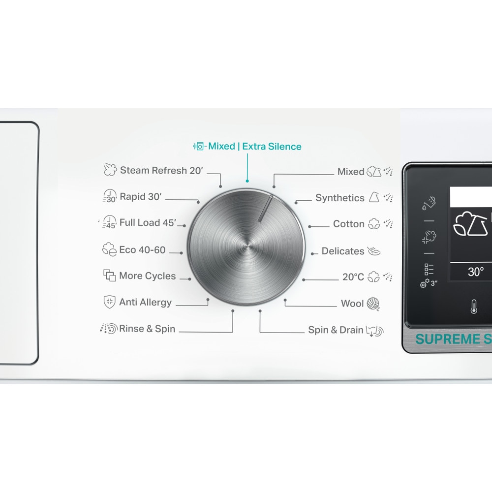 Masina de spalat rufe frontala WHIRLPOOL W8 99AD SILENCE EE, Steam, 6th Sense, 9 kg, 1400rpm, Clasa A, alb