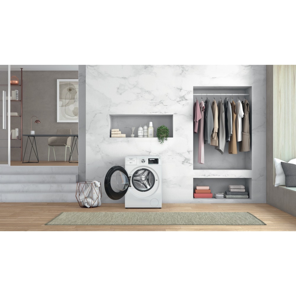Masina de spalat rufe frontala WHIRLPOOL W8 99AD SILENCE EE, Steam, 6th Sense, 9 kg, 1400rpm, Clasa A, alb