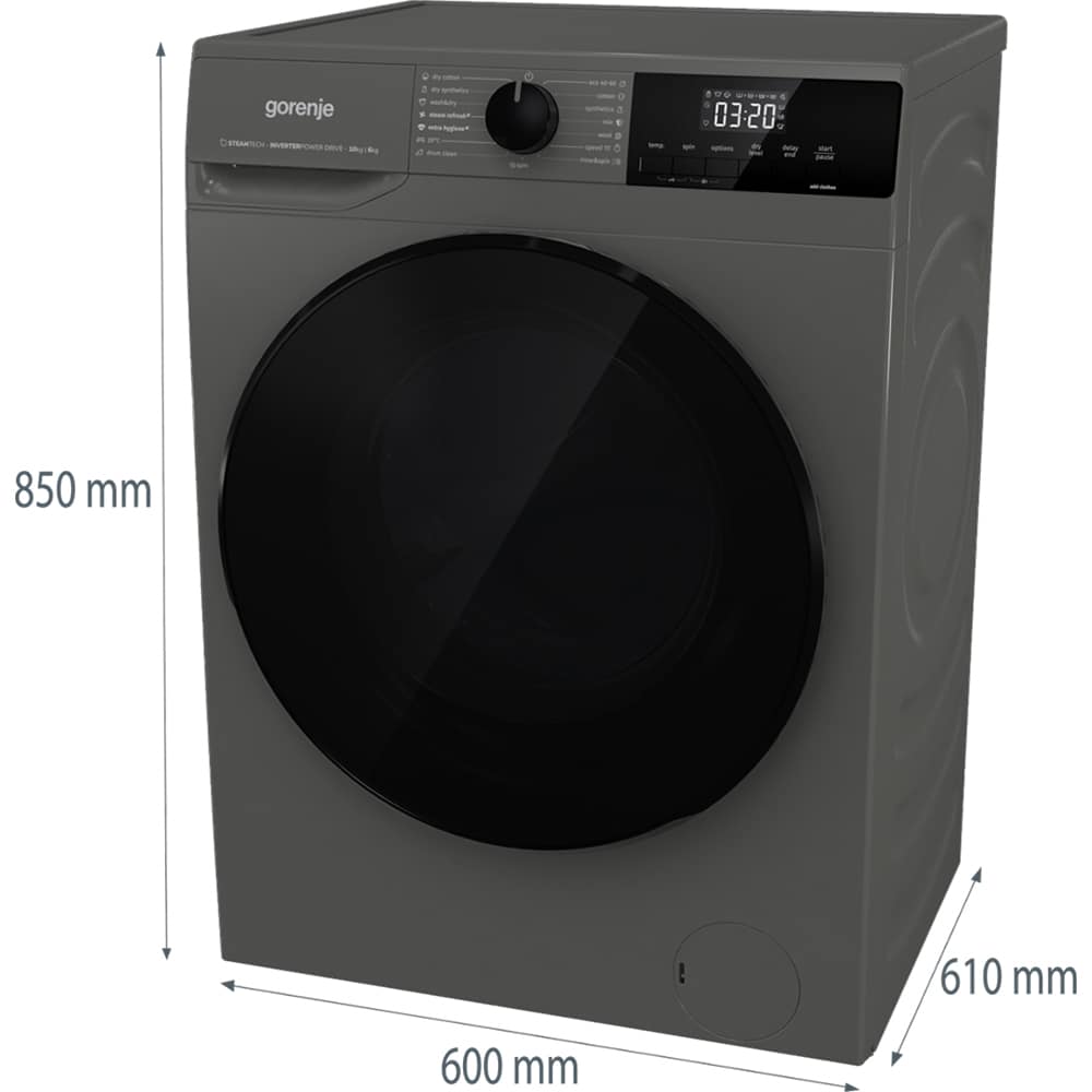 Masina de spalat rufe frontala cu uscator GORENJE WD2A164ADS/A, 10/6 kg, 1400rpm, Clasa A/D, antracit