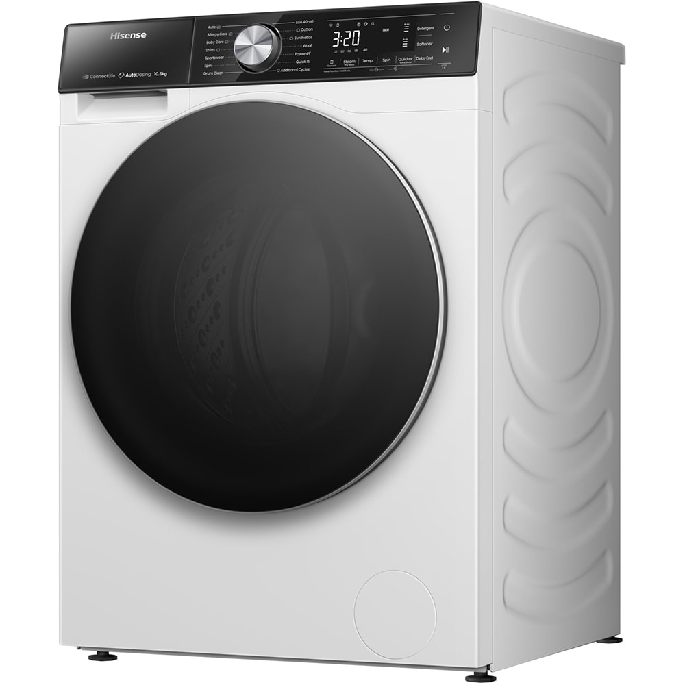 Masina de spalat rufe frontala HISENSE WF5S1045BW, Steam, 10.5 kg, 1400rpm, Clasa A, alb