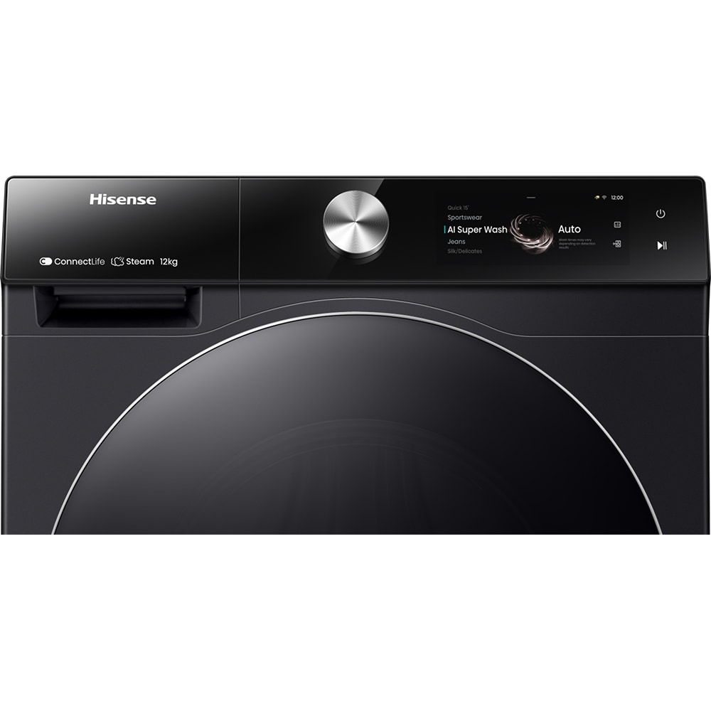 Masina de spalat rufe frontala HISENSE WF7S1247BB, Steam, 12 kg, 1400rpm,  Clasa A, Wi-Fi, negru