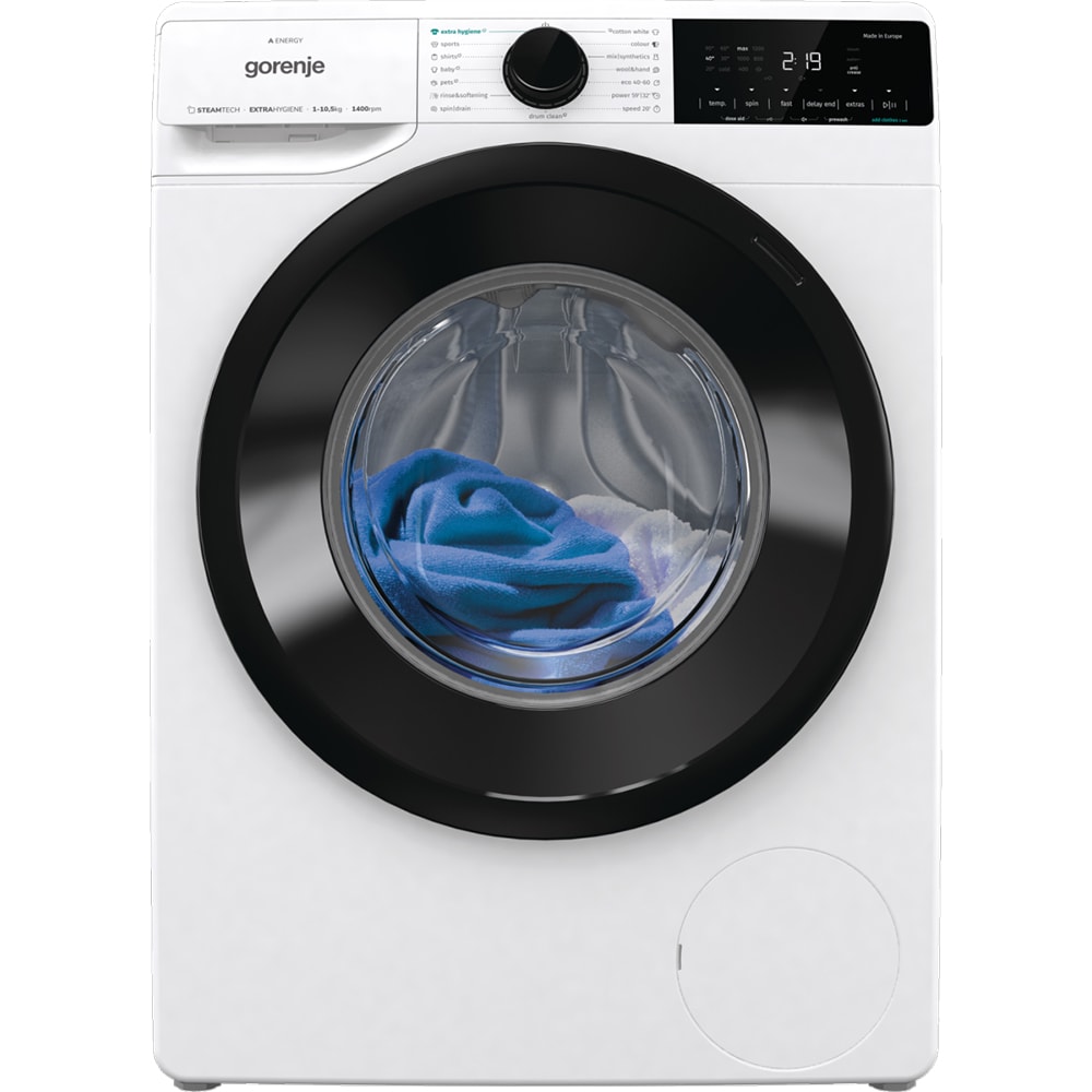 Masina de spalat rufe frontala GORENJE WNA1X4A, SteamTech, 10.5 kg, 1400rpm, Clasa A, alb