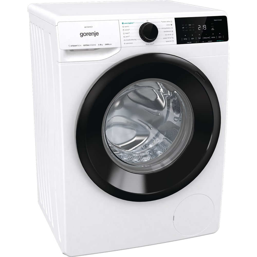 Masina de spalat rufe frontala GORENJE WNA84A, SteamTech, 8 kg, 1400rpm, Clasa A, alb