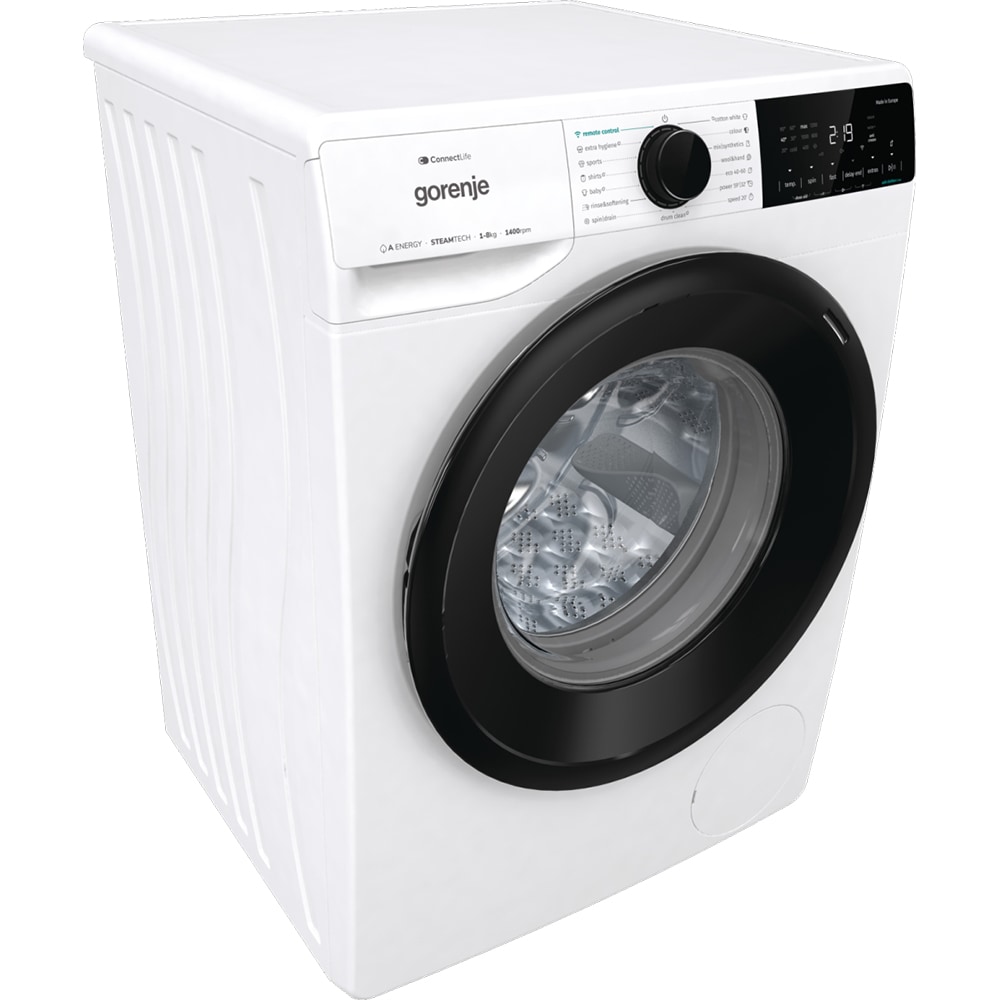 Masina de spalat rufe frontala GORENJE WNA84AWIFI, SteamTech, 8 kg, 1400rpm, Clasa A, alb