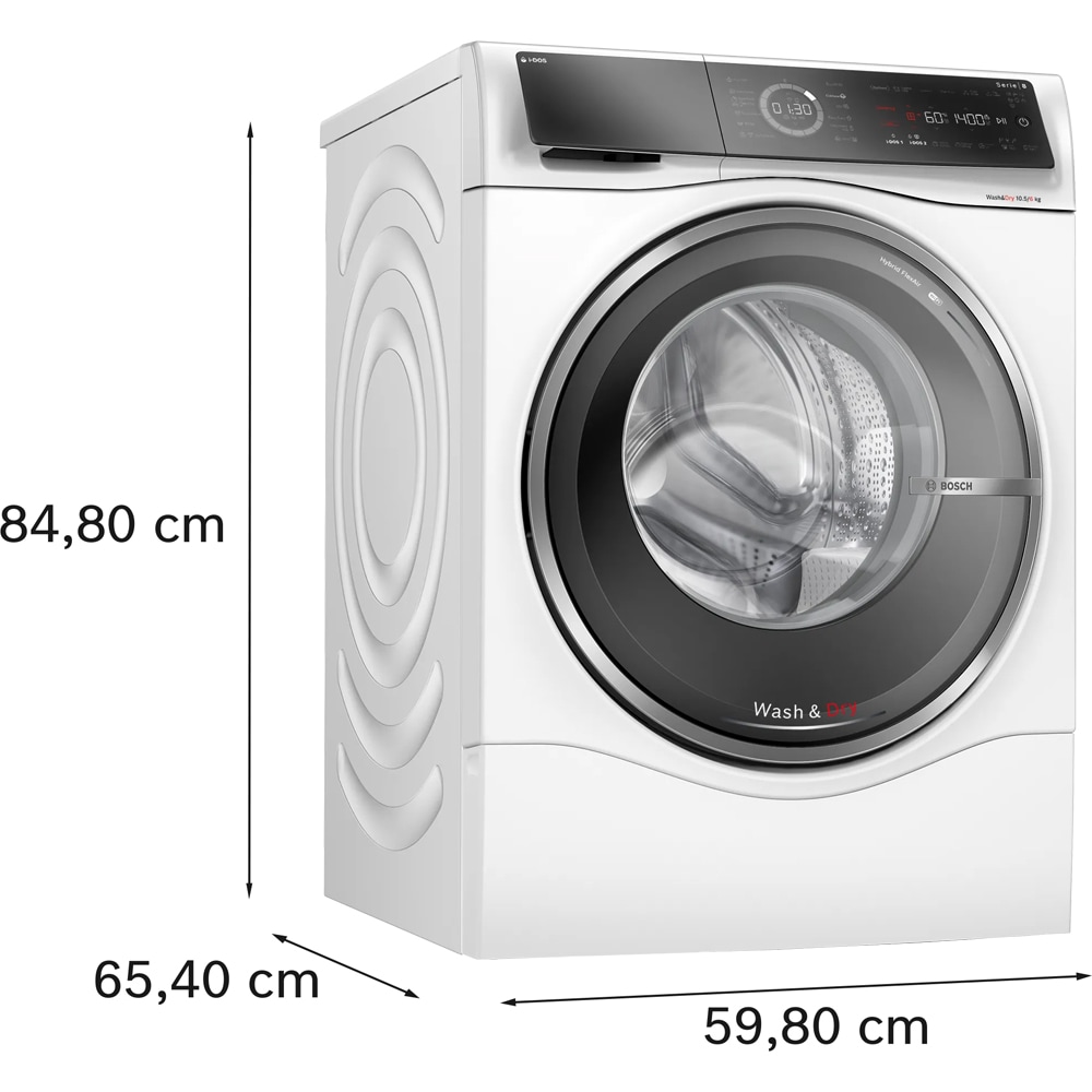 Masina de spalat rufe frontala cu uscator BOSCH WNC254A0BY, 10.5/6 kg, 1400rpm, Clasa A/D, alb
