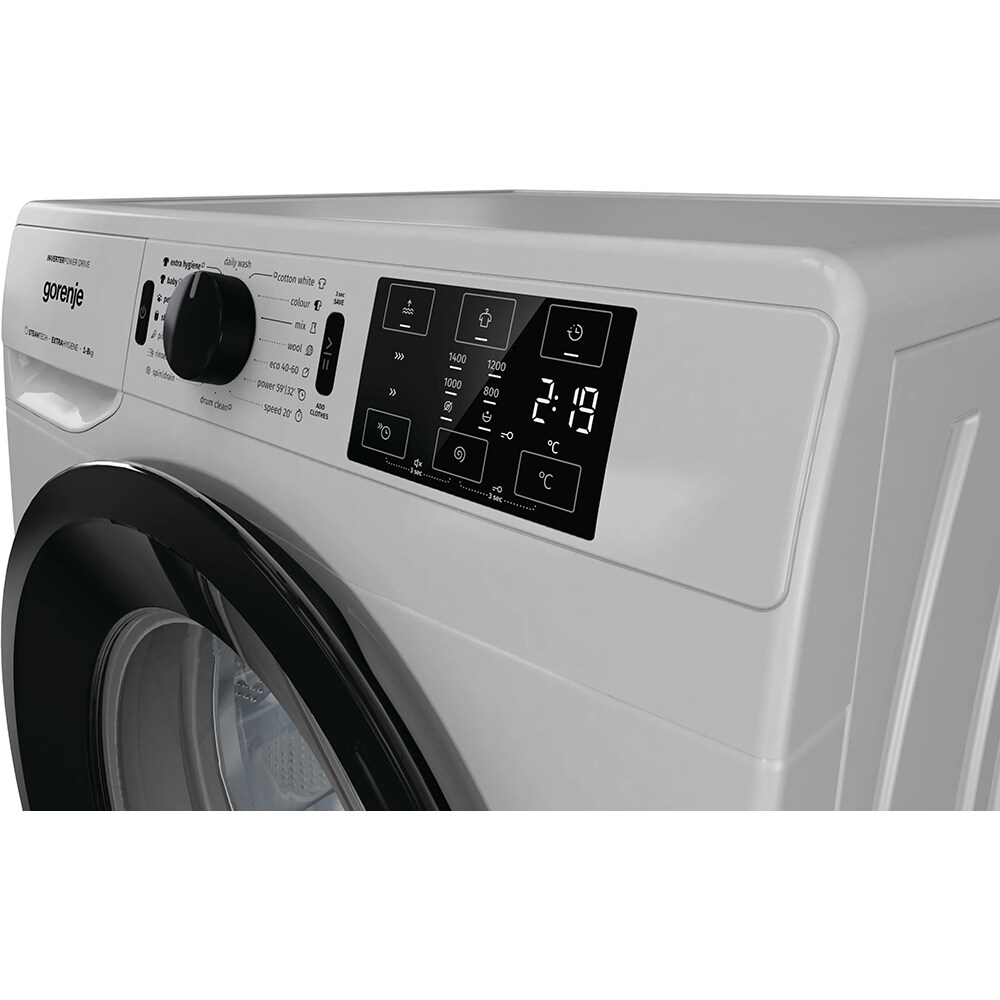 Masina de spalat rufe frontala GORENJE WNEI84AS/A, SteamTech, 8 kg, 1400rpm, Clasa A, gri metalic