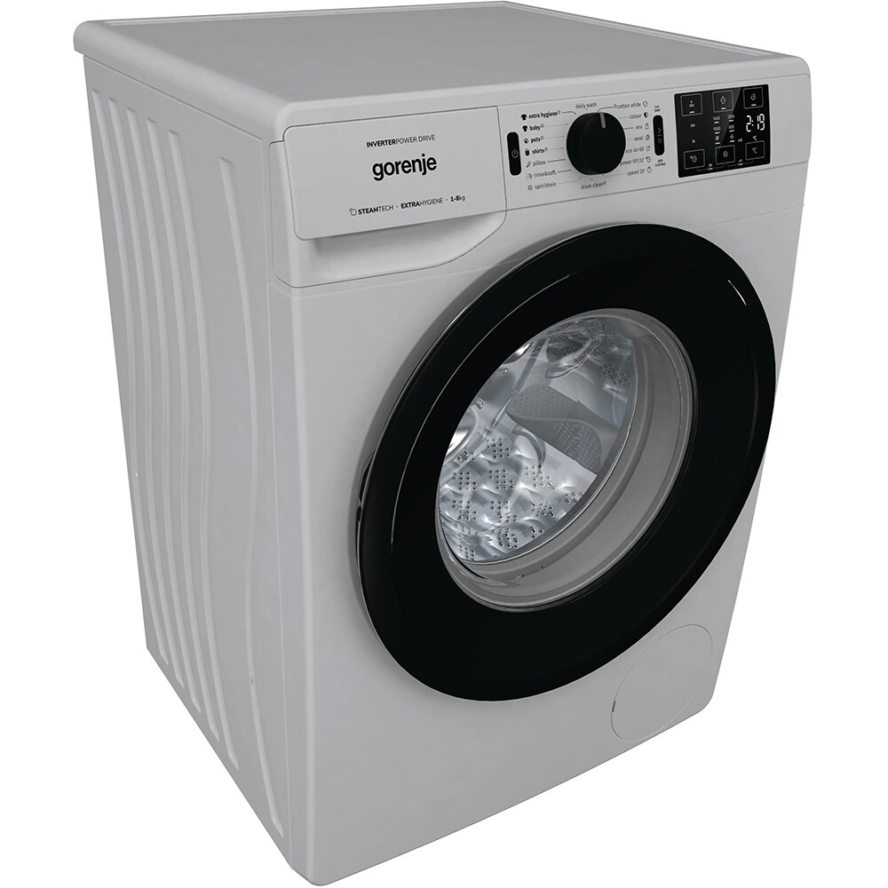 Masina de spalat rufe frontala GORENJE WNEI84AS/A, SteamTech, 8 kg, 1400rpm, Clasa A, gri metalic