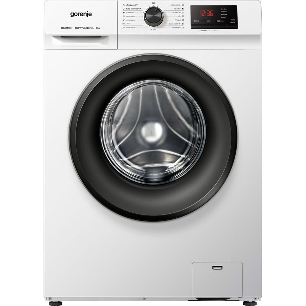 Masina de spalat rufe frontala slim GORENJE WNHVB60SES, SteamTech, 6 kg, 1000rpm, Clasa E, alb